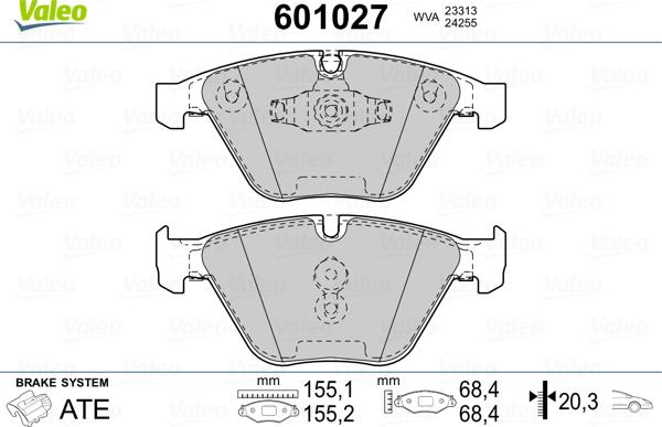 Valeo 601027 - Kit pastiglie freno, Freno a disco autozon.pro