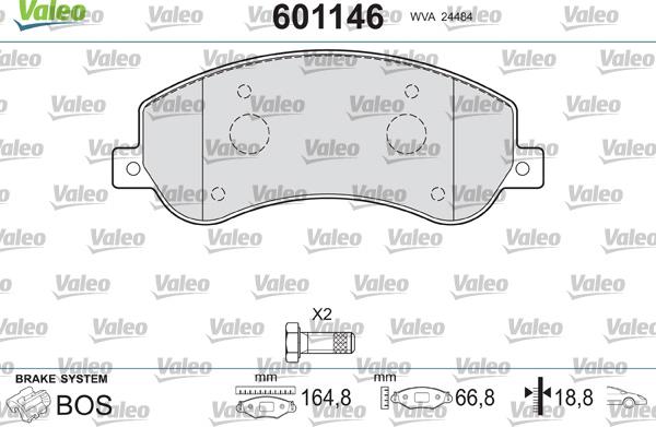 Valeo 601146 - Kit pastiglie freno, Freno a disco autozon.pro