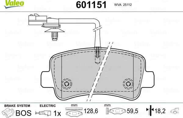 Valeo 601151 - Kit pastiglie freno, Freno a disco autozon.pro