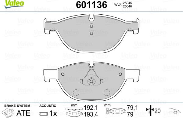 Valeo 601136 - Kit pastiglie freno, Freno a disco autozon.pro