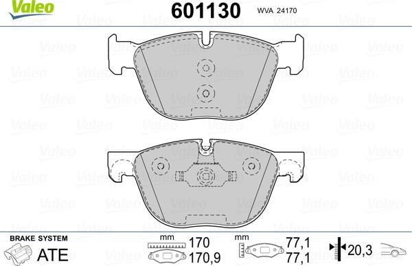 Valeo 601130 - Kit pastiglie freno, Freno a disco autozon.pro