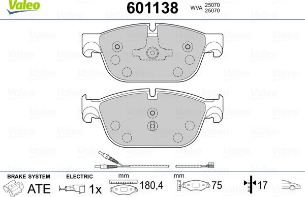 Valeo 601138 - Kit pastiglie freno, Freno a disco autozon.pro