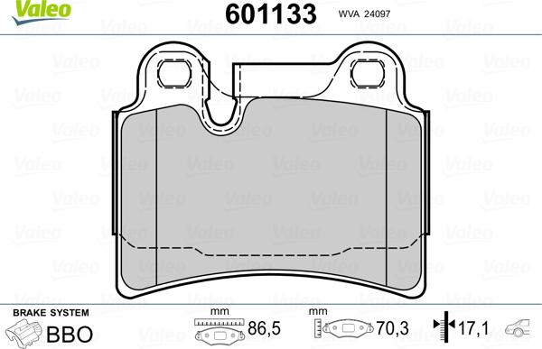 Valeo 601133 - Kit pastiglie freno, Freno a disco autozon.pro