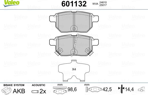 Valeo 601132 - Kit pastiglie freno, Freno a disco autozon.pro