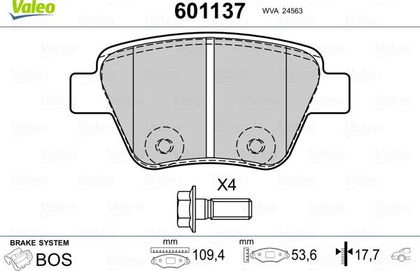 Valeo 601137 - Kit pastiglie freno, Freno a disco autozon.pro