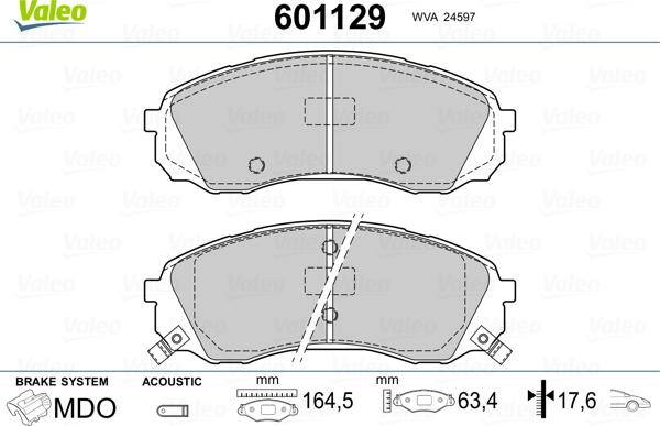 Valeo 601129 - Kit pastiglie freno, Freno a disco autozon.pro