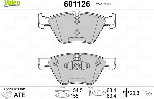 Valeo 601126 - Kit pastiglie freno, Freno a disco autozon.pro