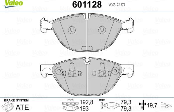 Valeo 601128 - Kit pastiglie freno, Freno a disco autozon.pro