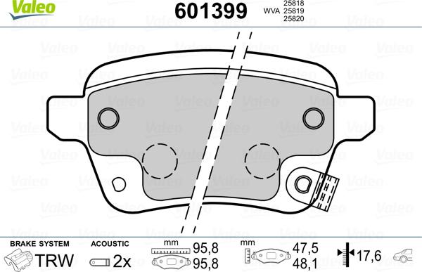 Valeo 601399 - Kit pastiglie freno, Freno a disco autozon.pro