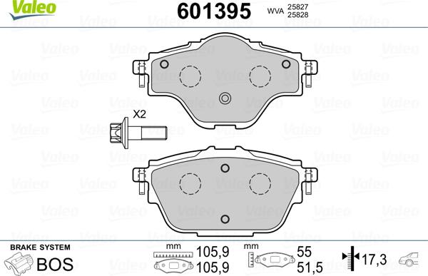 Valeo 601395 - Kit pastiglie freno, Freno a disco autozon.pro