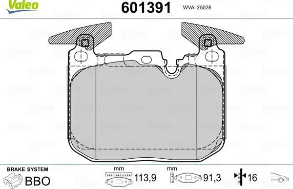 Valeo 601391 - Kit pastiglie freno, Freno a disco autozon.pro