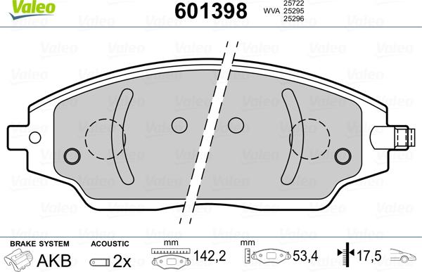 Valeo 601398 - Kit pastiglie freno, Freno a disco autozon.pro