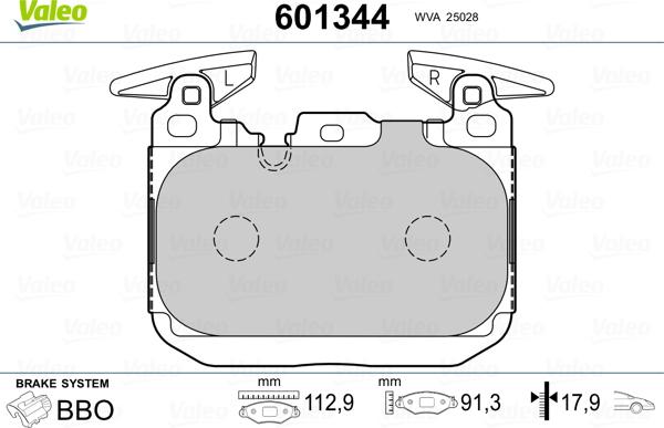 Valeo 601344 - Kit pastiglie freno, Freno a disco autozon.pro