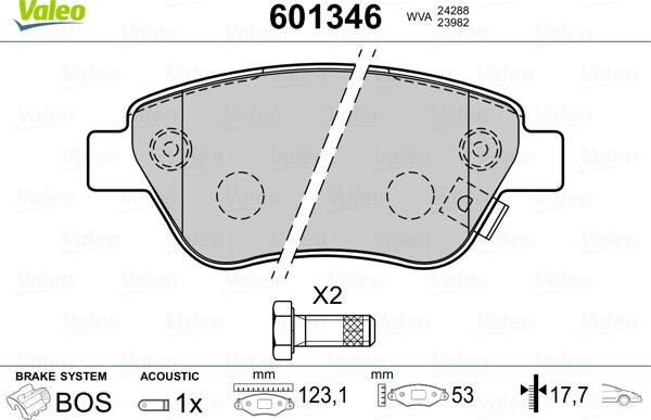 Valeo 601346 - Kit pastiglie freno, Freno a disco autozon.pro