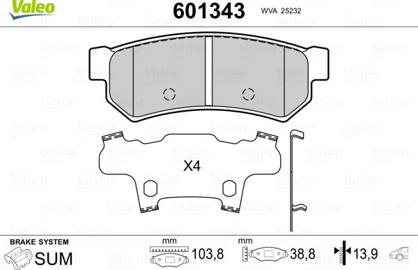 Valeo 601343 - Kit pastiglie freno, Freno a disco autozon.pro