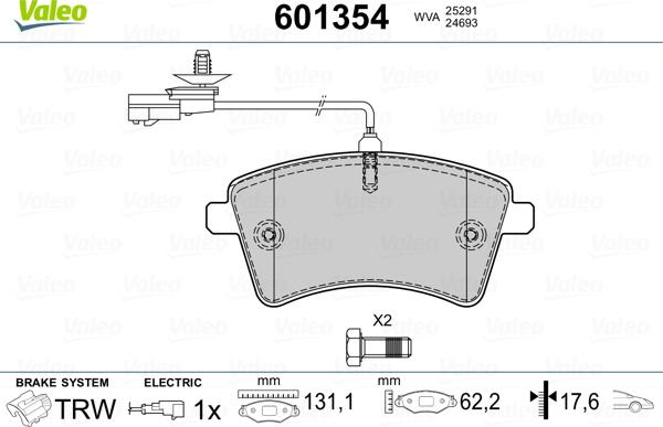 Valeo 601354 - Kit pastiglie freno, Freno a disco autozon.pro