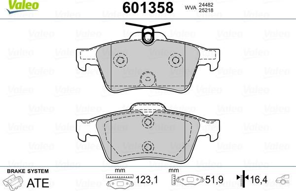 Valeo 601358 - Kit pastiglie freno, Freno a disco autozon.pro