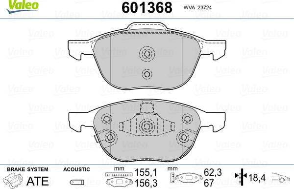 Valeo 601368 - Kit pastiglie freno, Freno a disco autozon.pro