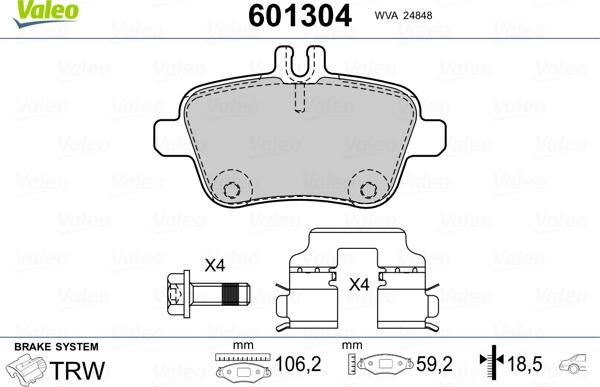 Valeo 601304 - Kit pastiglie freno, Freno a disco autozon.pro