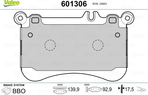 Valeo 601306 - Kit pastiglie freno, Freno a disco autozon.pro