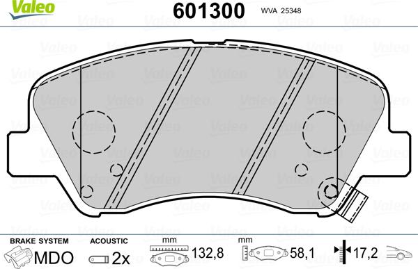 Valeo 601300 - Kit pastiglie freno, Freno a disco autozon.pro