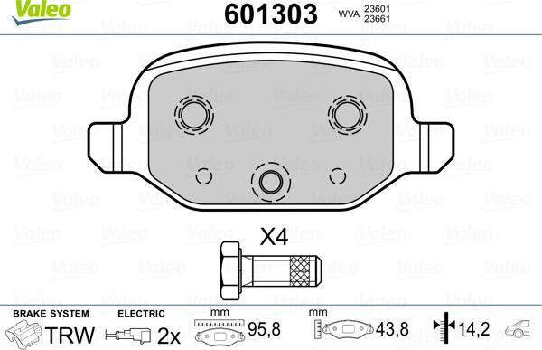 Valeo 601303 - Kit pastiglie freno, Freno a disco autozon.pro