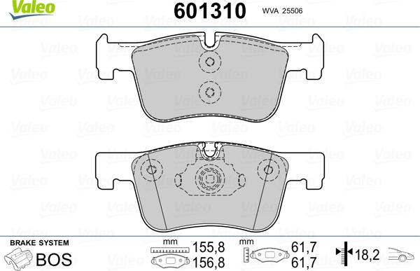 Valeo 601310 - Kit pastiglie freno, Freno a disco autozon.pro