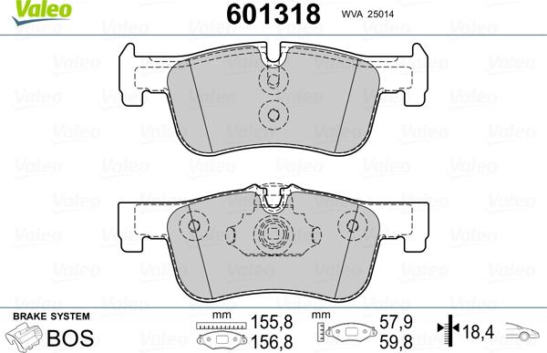 Valeo 601318 - Kit pastiglie freno, Freno a disco autozon.pro