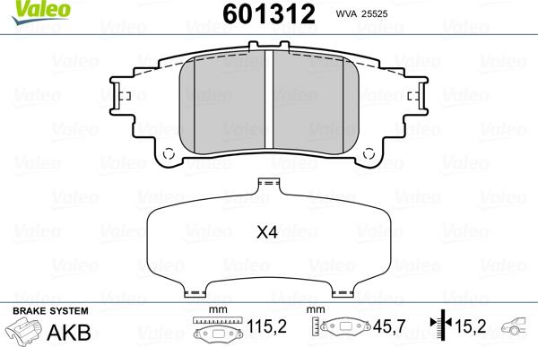 Valeo 601312 - Kit pastiglie freno, Freno a disco autozon.pro