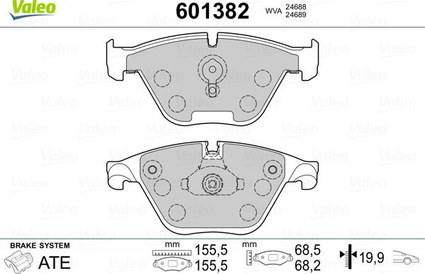 Valeo 601382 - Kit pastiglie freno, Freno a disco autozon.pro