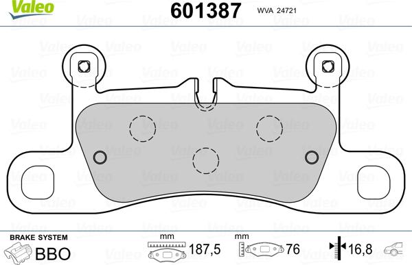 Valeo 601387 - Kit pastiglie freno, Freno a disco autozon.pro