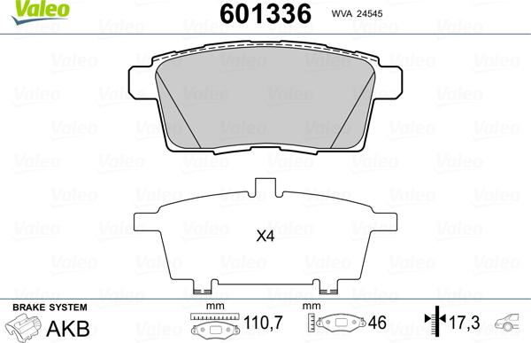 Valeo 601336 - Kit pastiglie freno, Freno a disco autozon.pro