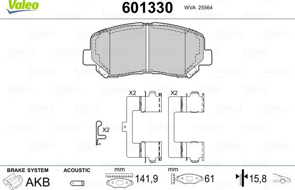 Valeo 601330 - Kit pastiglie freno, Freno a disco autozon.pro