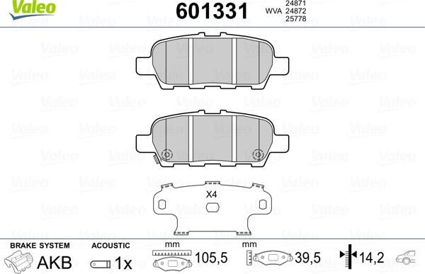 Valeo 601331 - Kit pastiglie freno, Freno a disco autozon.pro