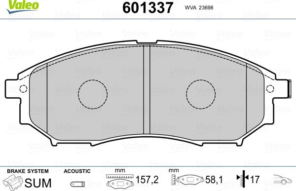 Valeo 601337 - Kit pastiglie freno, Freno a disco autozon.pro