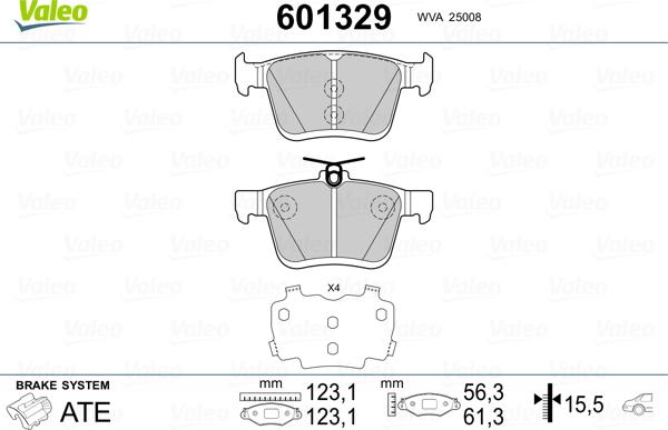 Valeo 601329 - Kit pastiglie freno, Freno a disco autozon.pro