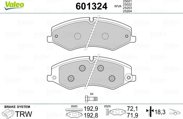 Valeo 601324 - Kit pastiglie freno, Freno a disco autozon.pro