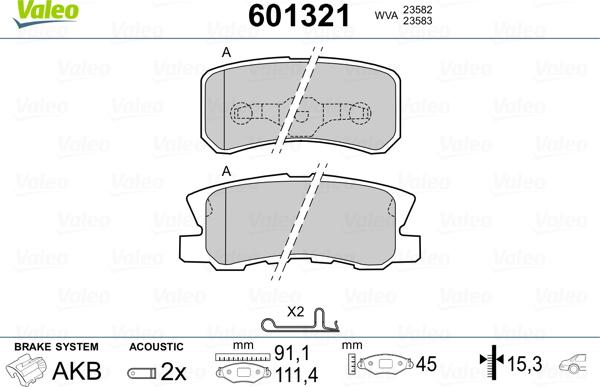 Valeo 601321 - Kit pastiglie freno, Freno a disco autozon.pro