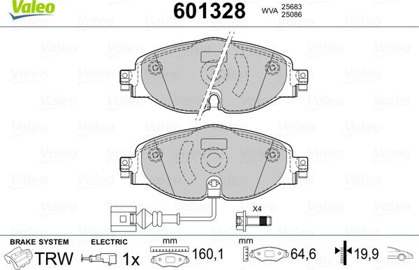 Valeo 601328 - Kit pastiglie freno, Freno a disco autozon.pro