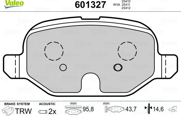 Valeo 601327 - Kit pastiglie freno, Freno a disco autozon.pro