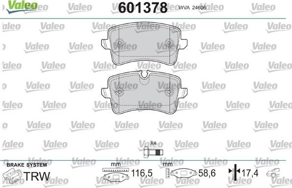 Valeo 601378 - Kit pastiglie freno, Freno a disco autozon.pro