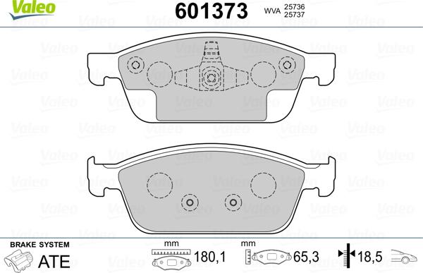 Valeo 601373 - Kit pastiglie freno, Freno a disco autozon.pro