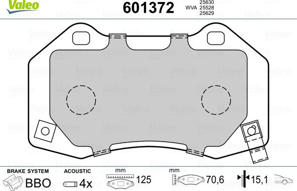 Valeo 601372 - Kit pastiglie freno, Freno a disco autozon.pro