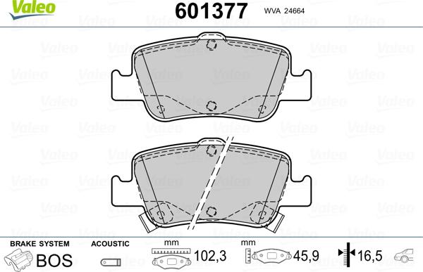 Valeo 601377 - Kit pastiglie freno, Freno a disco autozon.pro