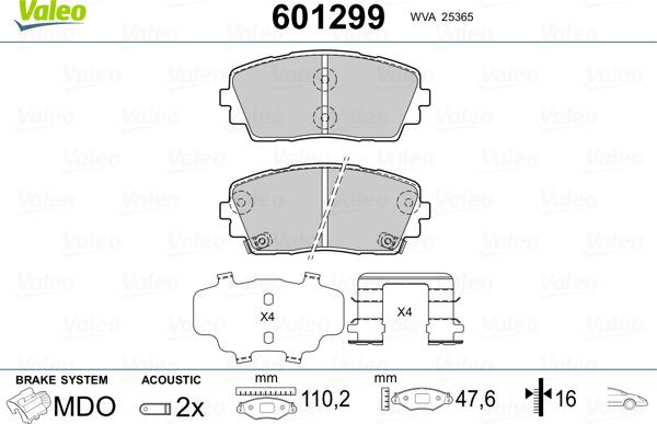 Valeo 601299 - Kit pastiglie freno, Freno a disco autozon.pro