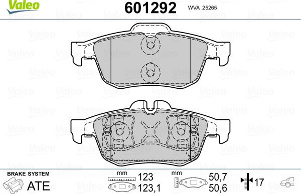 Valeo 601292 - Kit pastiglie freno, Freno a disco autozon.pro