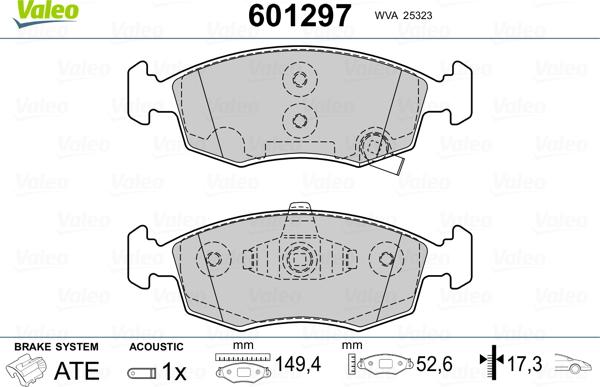 Valeo 601297 - Kit pastiglie freno, Freno a disco autozon.pro