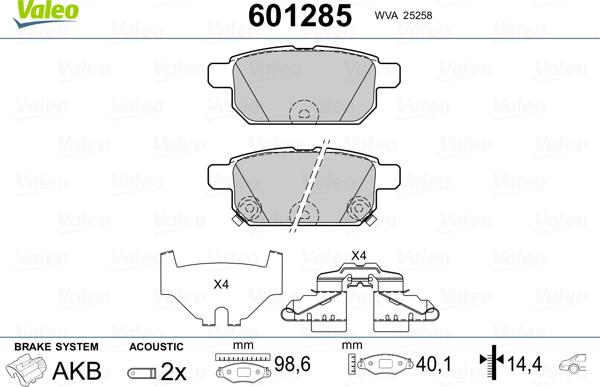 Valeo 601285 - Kit pastiglie freno, Freno a disco autozon.pro