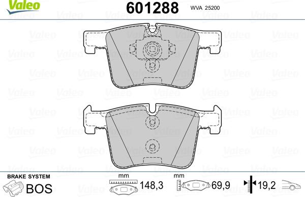 Valeo 601288 - Kit pastiglie freno, Freno a disco autozon.pro