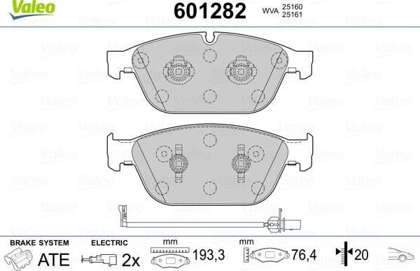 Valeo 601282 - Kit pastiglie freno, Freno a disco autozon.pro